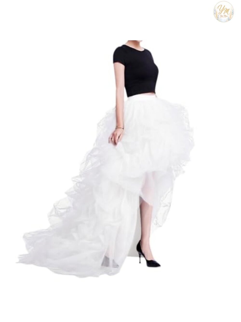 WDPL High Low Tulle Skirt Ruffled Asymmetrical Party Evening